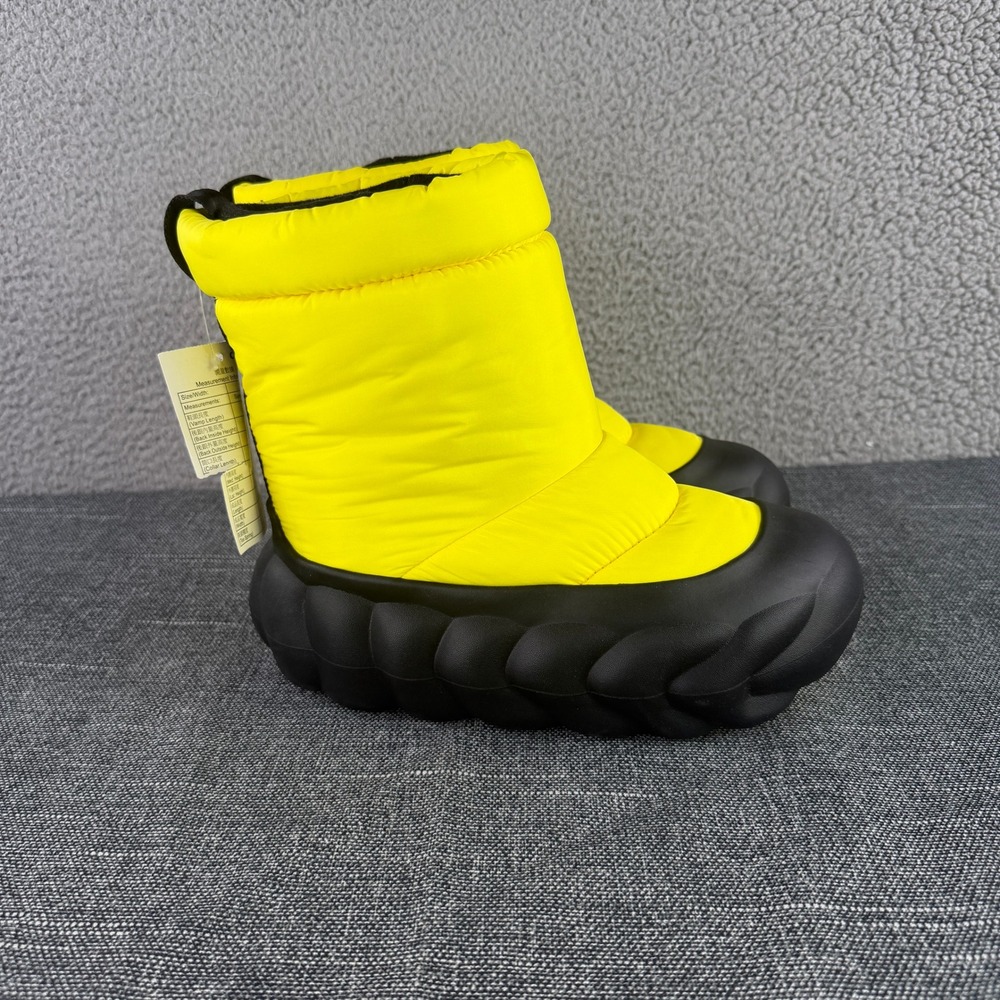 Crocs OverPuff Boot Unisex M6 W8 Cyber Yellow Black Puffy Quilted Sample 210667